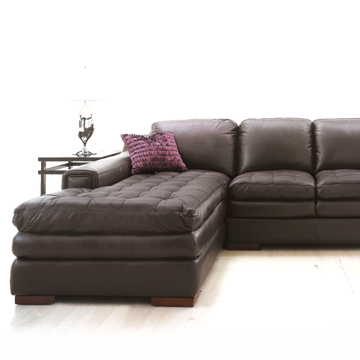 <b> 7491-Brown-Chaise </b> Leather Sofa - RAF only