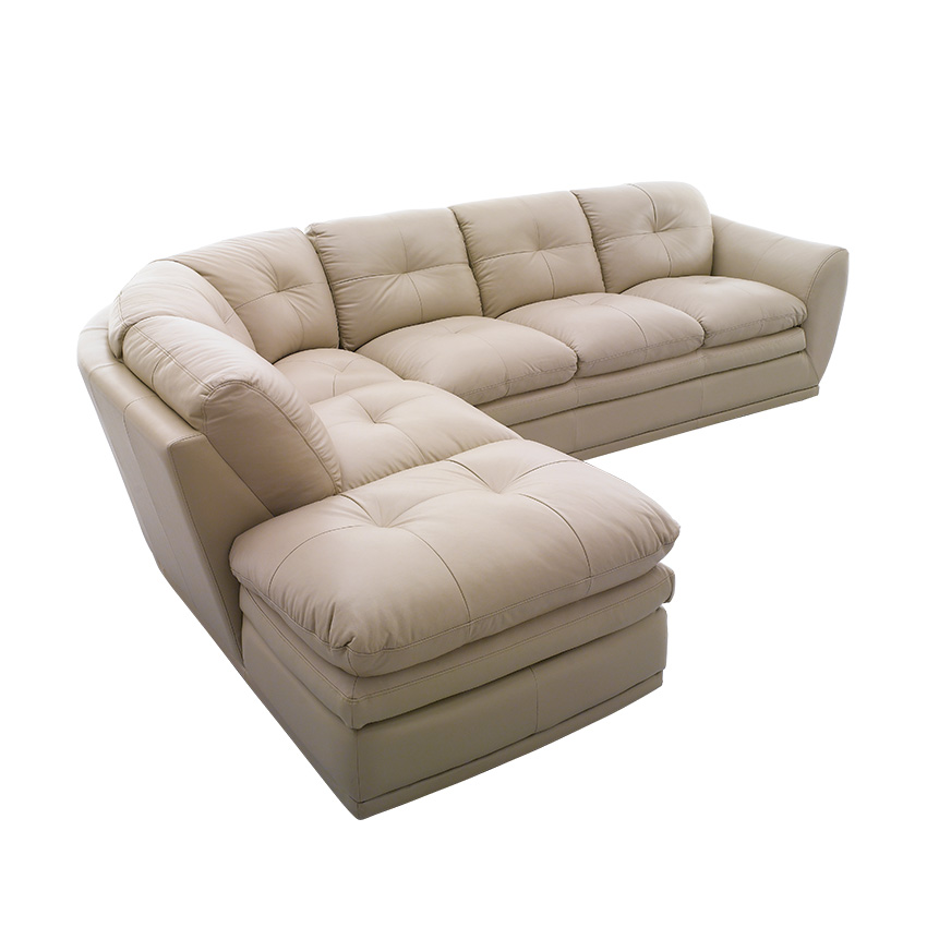 <b> 8188-Ivory </b> Leather Sofa -LAF Only