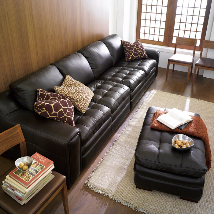 <b> 7491-Brown </b> Leather Sofa (2+2)