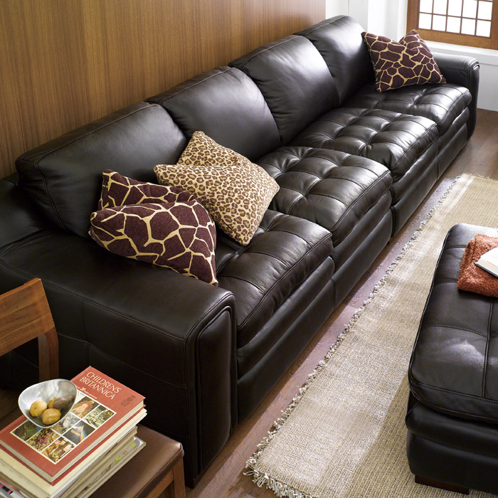 <b> 7491-Brown </b> Leather Sofa (2+2)