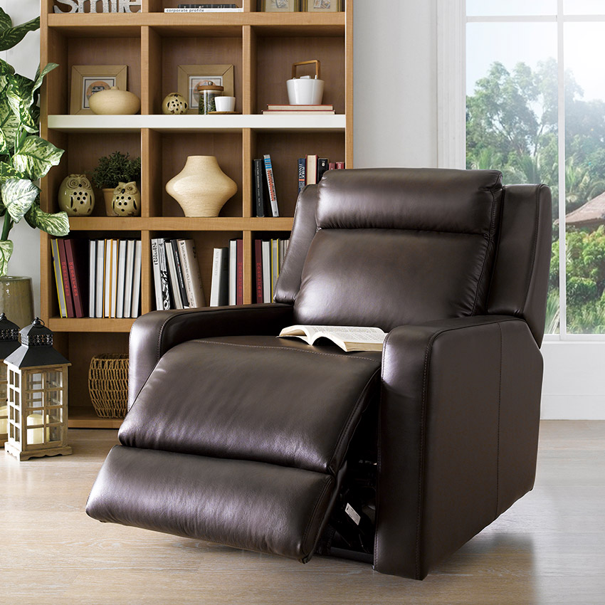 <b> E322 </b> Brown Leather Recliner Chair <br><font color=#B9062F>