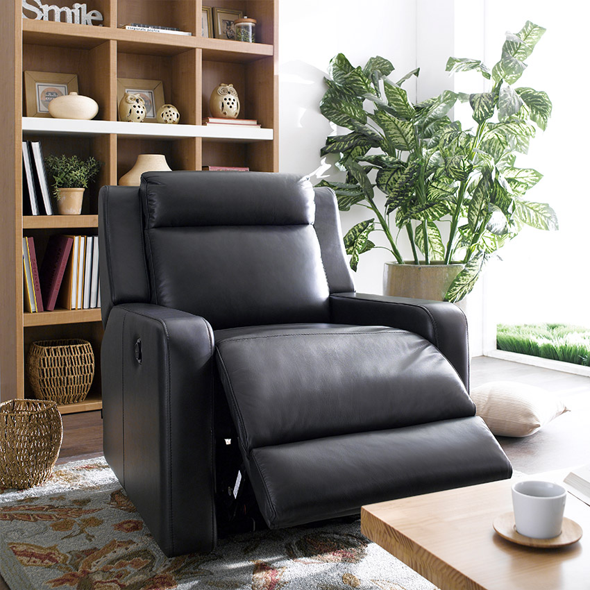 <b>E322-Dark Grey</b>Leather Recliner Chair