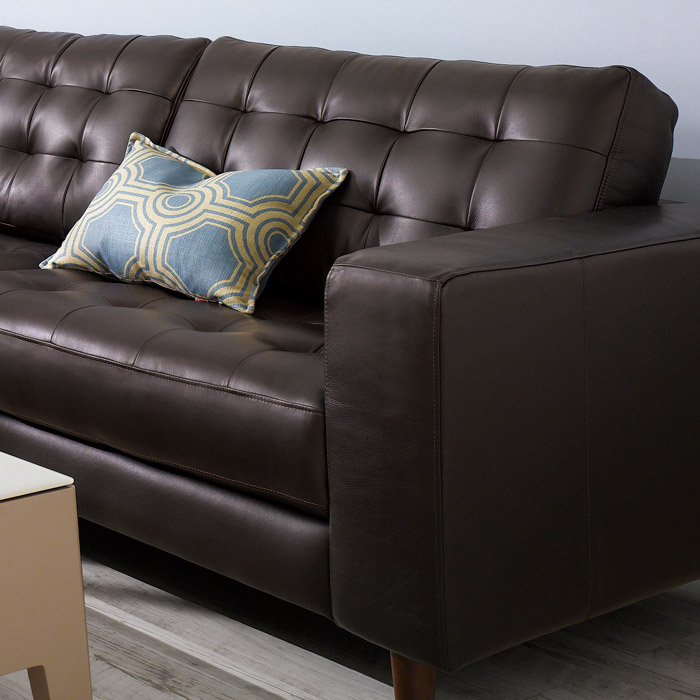 <b> 8424-Brown-Chaise </b> Leather Sofa 