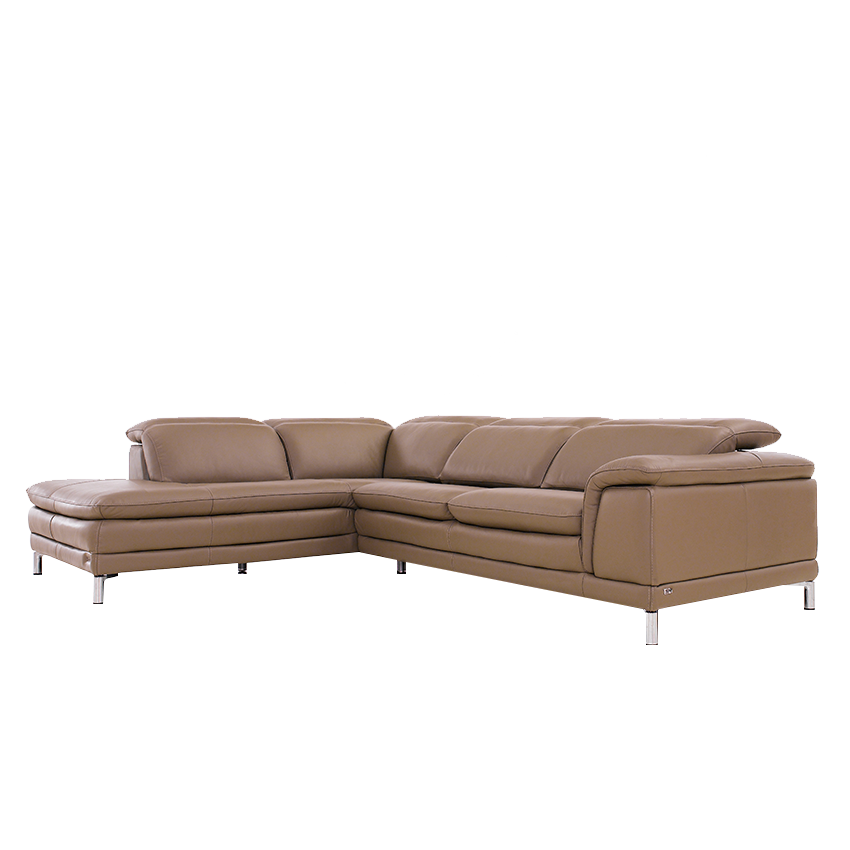 <b>MU-9861-Taupe</b>Leather Chaise Sofa