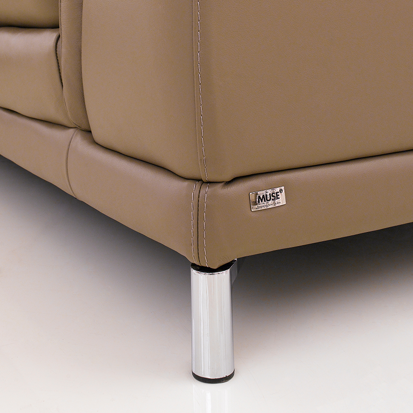 <b>MU-9861-Taupe</b>Leather Chaise Sofa