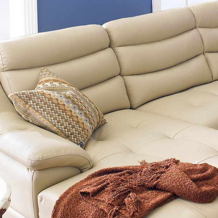 <b> M8001-Beige </b> Leather Sofa  w/ Chaise <br><font color=red>-RAF only-</font><font color=blue> (천연가죽)</font>