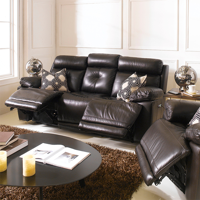 <b>E1460-Brown</b>Leather Recliner Sofa