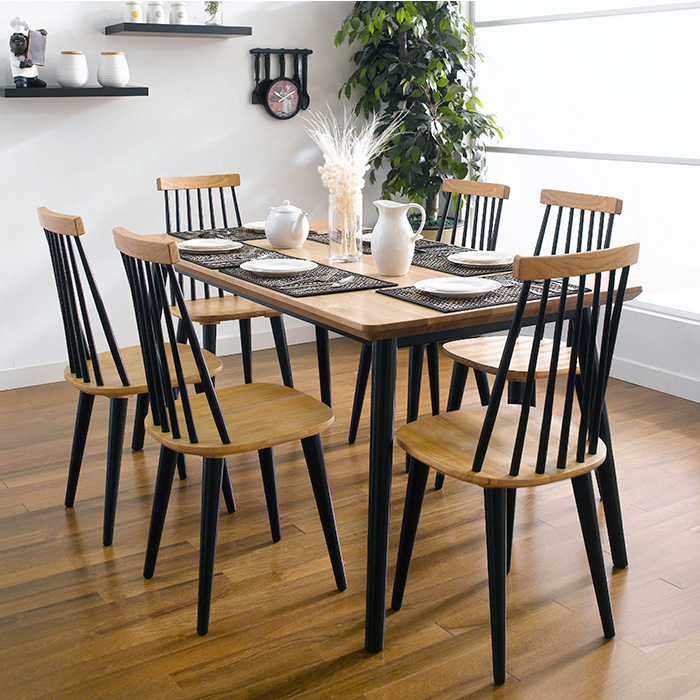 <b> Browny-6 </b> Dining Set  <br>(1 Table + 6 Chairs)