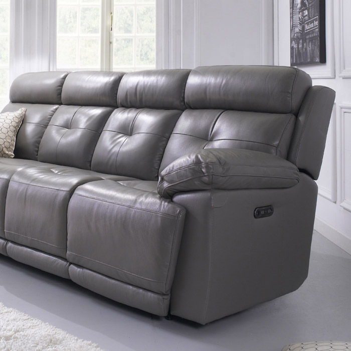 <b>E1460-4S-Grey</b>Leather Recliner Sofa