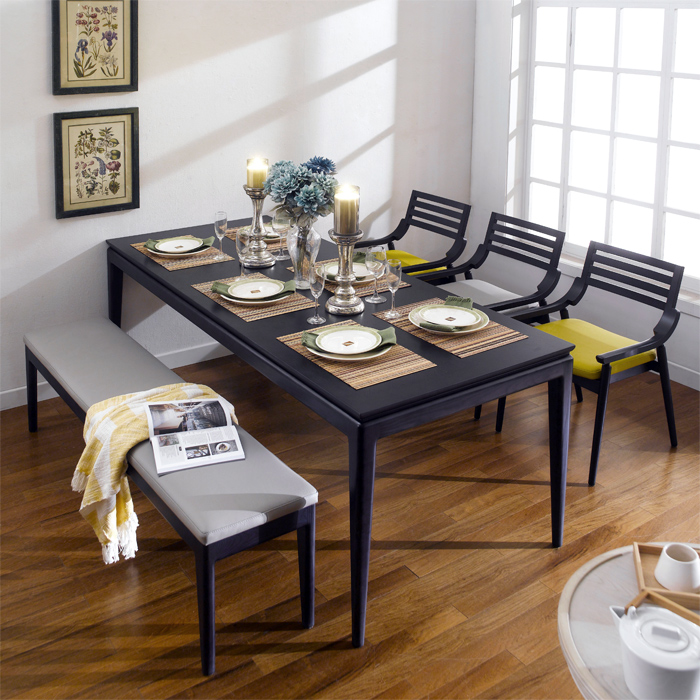 <b> Royce-YG-6 </b> Leather Bench Set <br>(1 Table + 3 Chairs + Bench) <br> <font color=#B9062F>~Top Quality~</font>