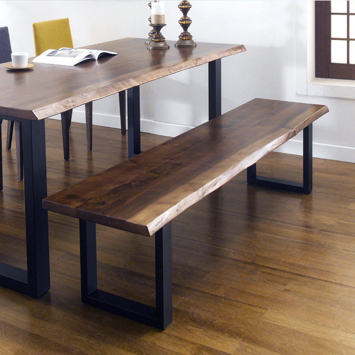 <b> Muse Live Edge </b> Bench Set <br>(1 Table + 3 Chairs + Bench) <br> <font color=#B9062F>~Top Quality~</font>