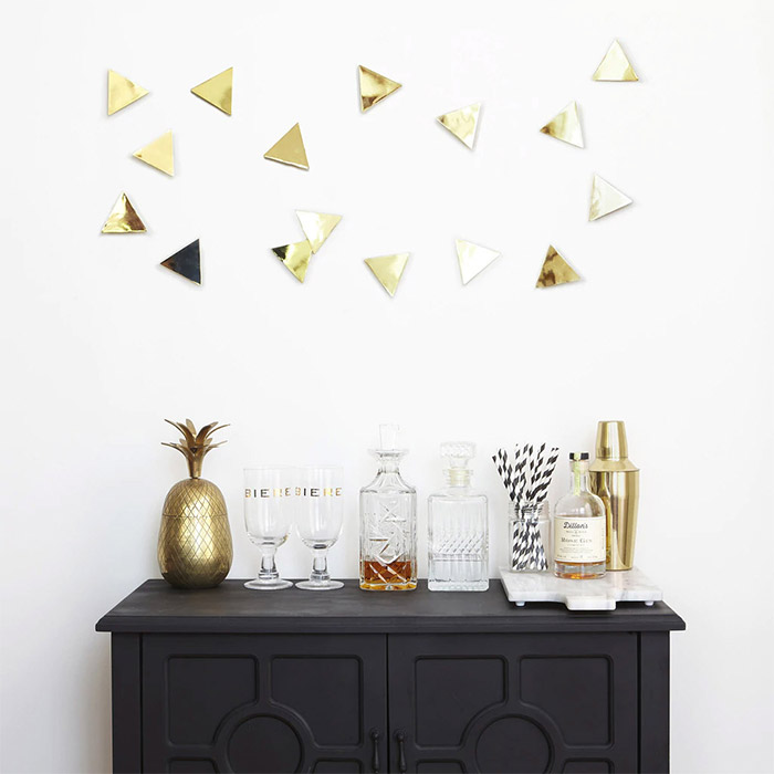 <b>1004369-104 </b><br> Confetti Triangles-Brass-16 Wall Decor