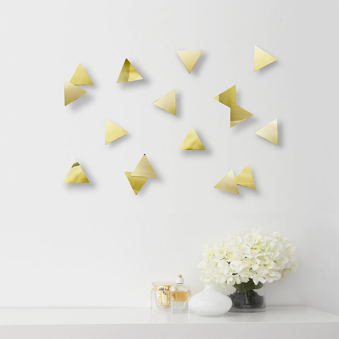 <b>1004369-104 </b><br> Confetti Triangles-Brass-16 Wall Decor