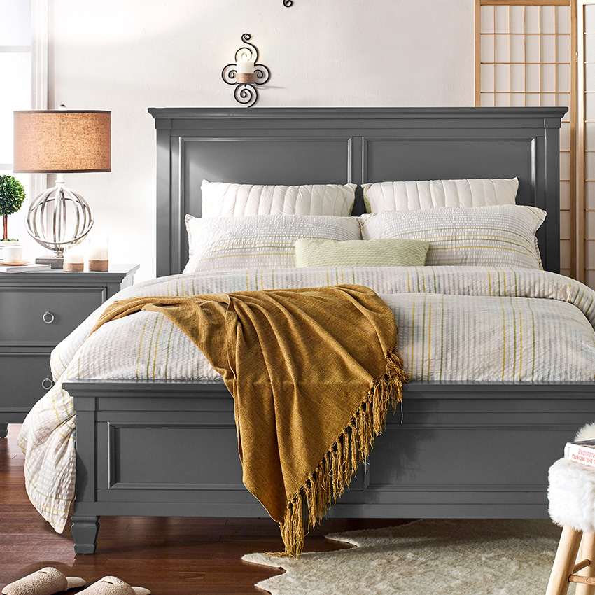 <b> Tamarack-Grey </b> Queen Panel Bed<br>(침대+협탁+화장대)</font>