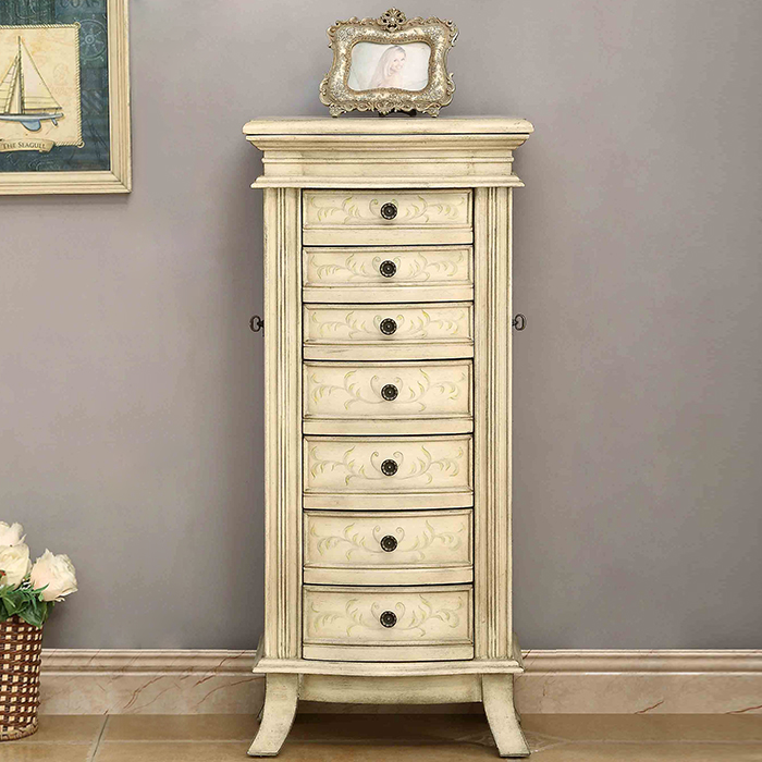 <b> 13659 <br> </b> Two Door, Seven Drawer Jewelry Armoire