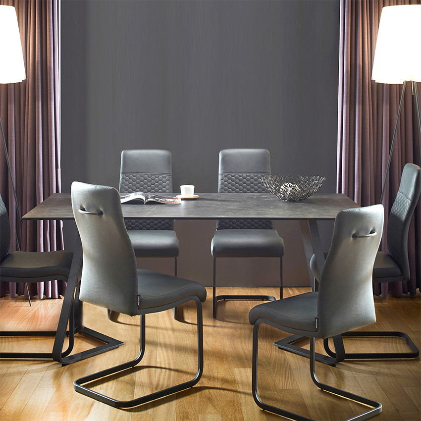 <b> HT90057-6 </b> <font color=red>Ceramic</font> Dining Set <br> (1 Table + 6 Chairs)