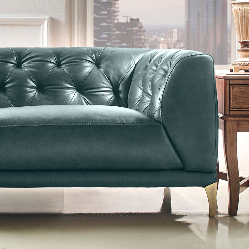 <b>11810-Green</b>Leather Sofa