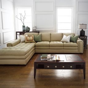  7491-Ivory-Chaise  Leather Sofa 