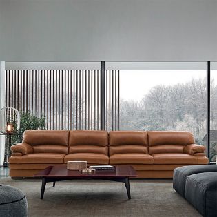  10299-Cognac Leather Sofa (2.5+2.5)