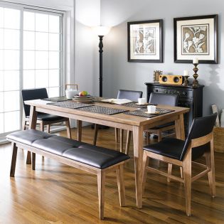  Zodax-6-Walnut  Dining Set (1 Table + 4 Chairs + 1 Bench)