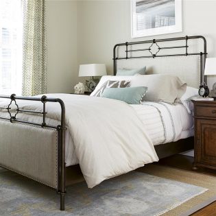  596310B Upholstered  Metal Bed Minimal Special Set (침대+협탁)