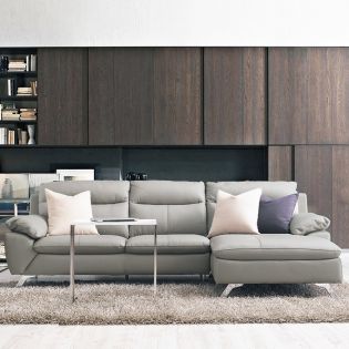  MU-10282-Marble  Leather Sofa w/ Chaise