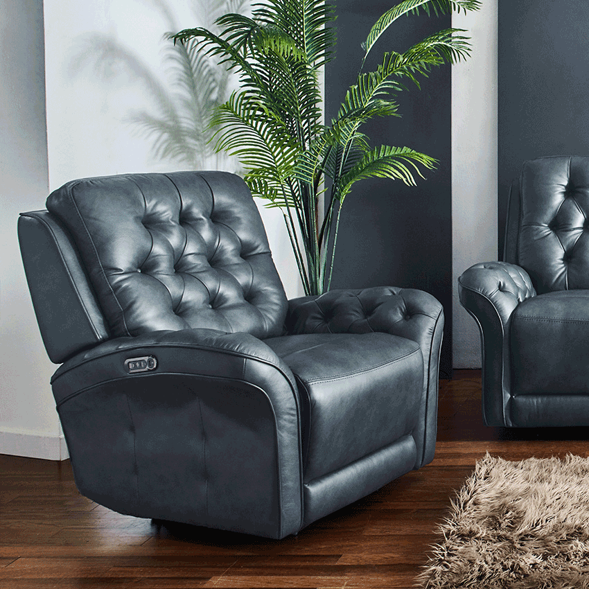 E1724-Dark GreenLeather Recliner Chair