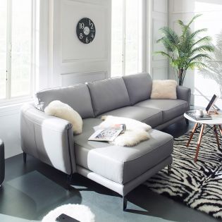 12087Leather Chaise Sofa
