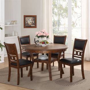  GIA-4 50 BRN  Round Dining Set  (1 Table + 4 Chairs)