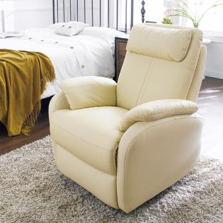 1095-IvoryLeather Recliner Chair