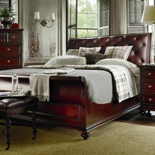 933-13 City ClubLeather King Sleigh Bed
